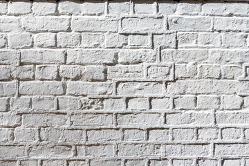 White brick wall rough mortar 