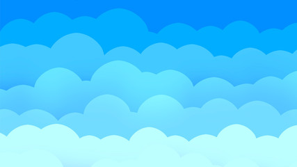Fototapeta na wymiar Fun Paper Cut Sky with Clouds. Cartoon Craft Elements