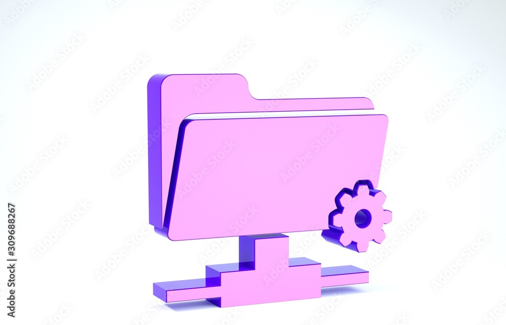 Poster purple ftp settings folder icon isolated on white background. software update, transfer protocol, ro