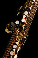 Obraz premium soprano saxophone on black background