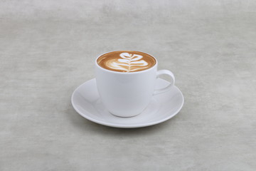 Coffee Cup and latte art foam - Coffee in a white cup isolated on a white background - Cappuccino Latte Espresso Macchiato  