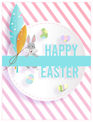 Easter card with  Bunny rabbit and easter egg. Vector illustration