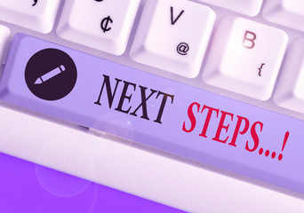 Conceptual hand writing showing Next Steps. Concept meaning something you do after you have...