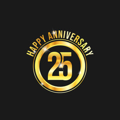 25 year anniversary gold label vector image