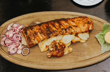 grilled pork ribs with vegetables