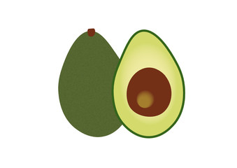 avocado on white background