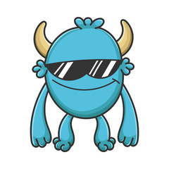 Cool Sunglasses Cartoon Furry Creature Monster