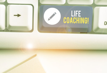 Conceptual hand writing showing Life Coaching. Concept meaning demonstrating employed to help...