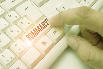 Handwriting text Summary. Conceptual photo brief statement or account of main points of something...