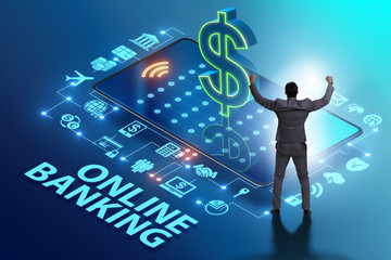 Online banking concept with businessman