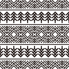 Knitted Christmas Ethnic pattern on white background. Ornament. Border. Seamless sample. It can be used as a background. Vector illustration