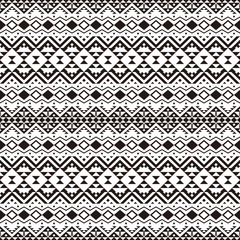 Seamless Ethnic Pattern in black and white color. Black White Tribal Aztec Pattern
