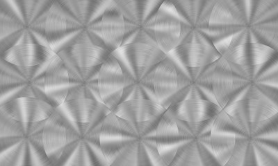 Abstract shiny metal background with circular brushed texture in silver colors