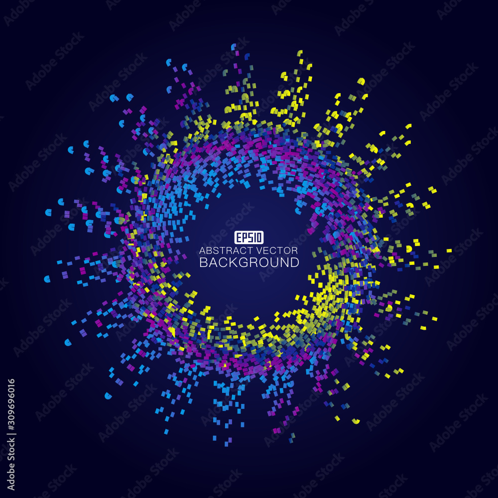Poster colored dots constitute the vortex shape diagram. design the background pattern of the material elem