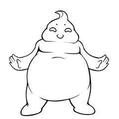 Vector cartoon character made of white cream or snow.
