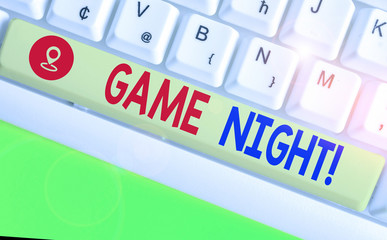 Writing note showing Game Night. Business concept for usually its called on adult play dates like...