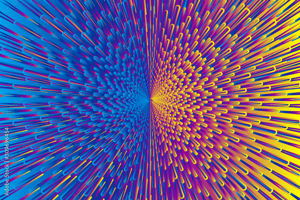 Poster glowing background image composed of color radial shapes