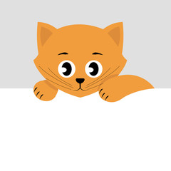 Cat or kitten. Vector illustration with copy space. Flat style