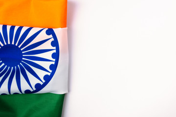 Indian republic day, flat lay top view, Indian tricolor flag