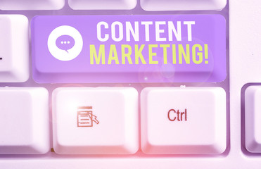 Conceptual hand writing showing Content Marketing. Concept meaning involves creation and sharing of...