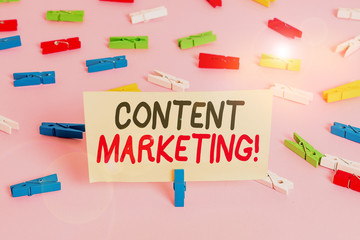 Conceptual hand writing showing Content Marketing. Concept meaning involves creation and sharing of...