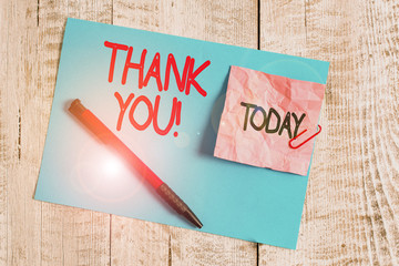 Text sign showing Thank You. Business photo showcasing polite expression used when acknowledging...
