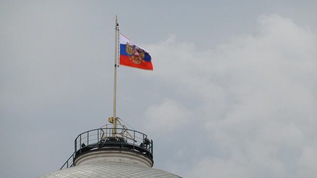 Kremlin Dome of Senate building Russian Flag tower