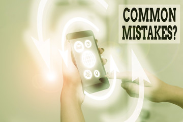 Word writing text Common Mistakes Question. Business photo showcasing repeat act or judgement...