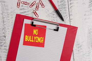 Word writing text No Bullying. Business photo showcasing stop aggressive behavior among children...