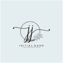 JJ Letter Initial beauty monogram and elegant logo design, handwriting logo of initial signature, wedding, fashion, floral and botanical with creative template design.