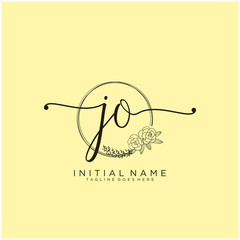 JO Letter Initial beauty monogram and elegant logo design, handwriting logo of initial signature, wedding, fashion, floral and botanical with creative template design.