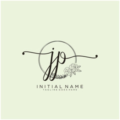 JP Letter Initial beauty monogram and elegant logo design, handwriting logo of initial signature, wedding, fashion, floral and botanical with creative template design.