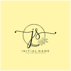 JS Letter Initial beauty monogram and elegant logo design, handwriting logo of initial signature, wedding, fashion, floral and botanical with creative template design.