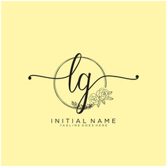 LG Letter Initial beauty monogram and elegant logo design, handwriting logo of initial signature, wedding, fashion, floral and botanical with creative template design.