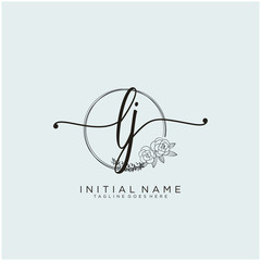 LJ Letter Initial beauty monogram and elegant logo design, handwriting logo of initial signature, wedding, fashion, floral and botanical with creative template design.