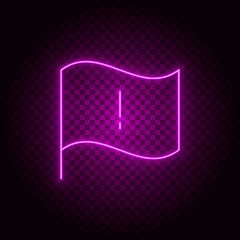 Flag, alert, notification vector icon. Element of simple icon for websites, web design, mobile app, info graphics. Pink color. Neon vector on dark background