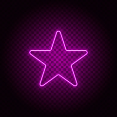 Star vector icon. Element of simple icon for websites, web design, mobile app, info graphics. Pink color. Neon vector on dark background