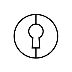 Lock or unlock logo template, linear style keyhole icon, security concept symbol