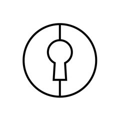 Lock or unlock logo template, linear style keyhole icon, security concept symbol