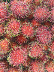 Fresh rambutan fruit texture for background, top close up view