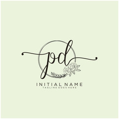 PD Letter Initial beauty monogram and elegant logo design, handwriting logo of initial signature, wedding, fashion, floral and botanical with creative template design.
