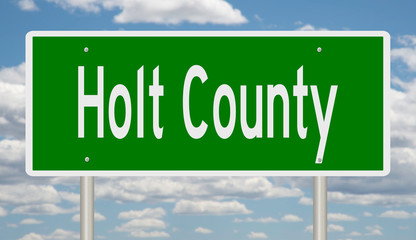 Rendering of a green 3d highway sign for Holt County