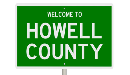 Rendering of a green 3d highway sign for Howell County