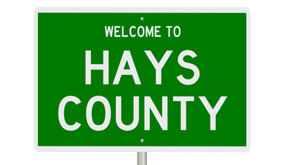 Rendering of a green 3d highway sign for Hays County © Rex Wholster