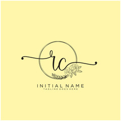 RC Letter Initial beauty monogram and elegant logo design, handwriting logo of initial signature, wedding, fashion, floral and botanical with creative template design.