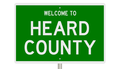 Rendering of a green 3d highway sign for Heard County