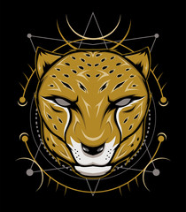 Cheetah Head - Mascot Emblem for sport team. Vector illustration for t-shirt and badges - Vector