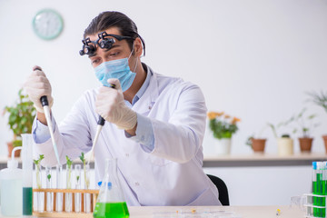 Young male chemist working in the lab