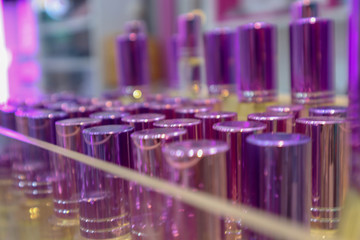 macro photo elegant purple bottle a parfume at estalase store