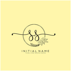 SS Letter Initial beauty monogram and elegant logo design, handwriting logo of initial signature, wedding, fashion, floral and botanical with creative template design.